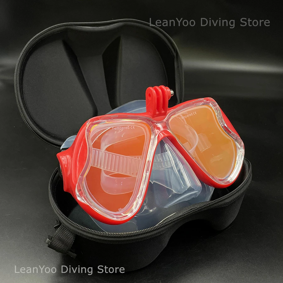Camera Support Scuba Diving Glasses for GoPro - Tempered Glass Mirrored Lens Scuba Mask Diving Goggle with Holder for Man Women