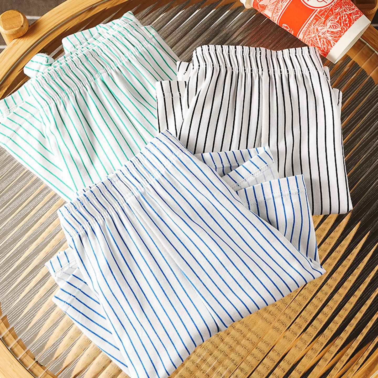 Men's Causla Shorts Striped Cotton Breathable Comfortable Loose Homewear Teenager Fashion Sports Trunk Nightwear Sleeping Pajama