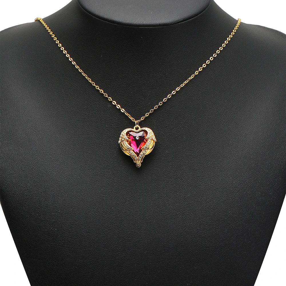 2 Stück Gold Edelstahl Hohlflügel Herz Zirkon Charms für DIY Halsketten Anhänger Ohrringe Schmuckherstellung Großhandel – Detail 3