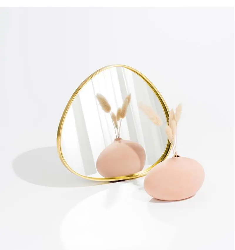 Golden Glass Mirror Storage Tray Irregular Metal Decoration Desktop Jewelry Ring Display Home Aromatherapy Pendulum