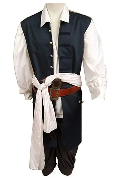 Piraten Jack Sparrow Cosplay Kostüm für erwachsene Männer Halloween Woemn Cosplay Karneval Kostüme Full Set Hut und Perücke