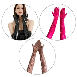 Dark Long Gloves PU Proms Gloves for Operas Stage Performances Evening Dinner Women Gloves Lady Gloves Dropshipping