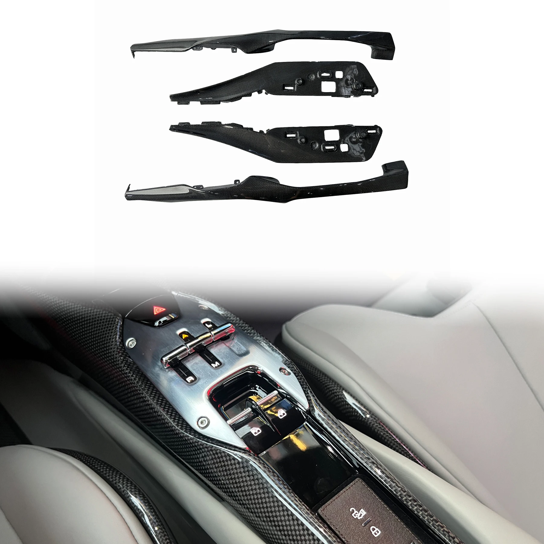 296 Peças Automotivas Estilo OEM em Fibra de Carbono Seca, Acessórios Automotivos, Painel de Controle Central de Câmbio para Interior de Carro 296