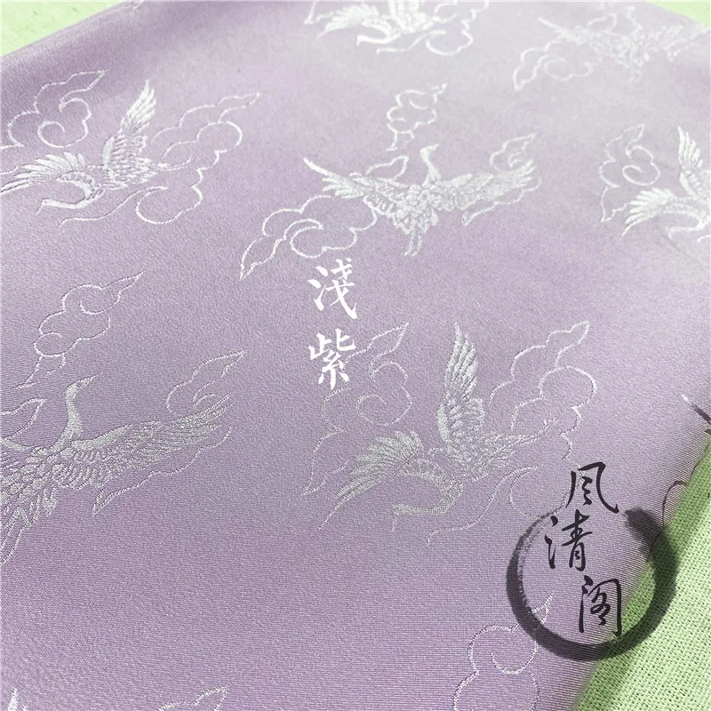 Cloud Crane Jacquard Fabric By Meters for Sewing Clothing Hanfu Cheongsam Dresses Skirt Vintage Pattern Brocade Cloth Black Blue