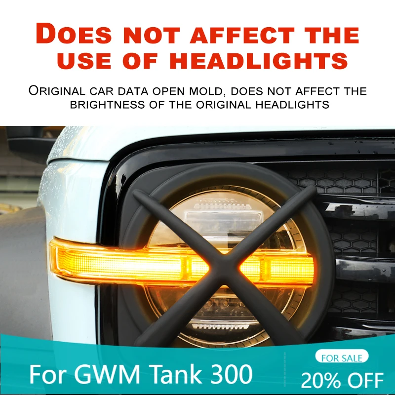 

Upgraded Front Headlight & Tail Light Covers - Protective Grille Frame, Off-Road Exterior Decoration Accessory for TANK 300