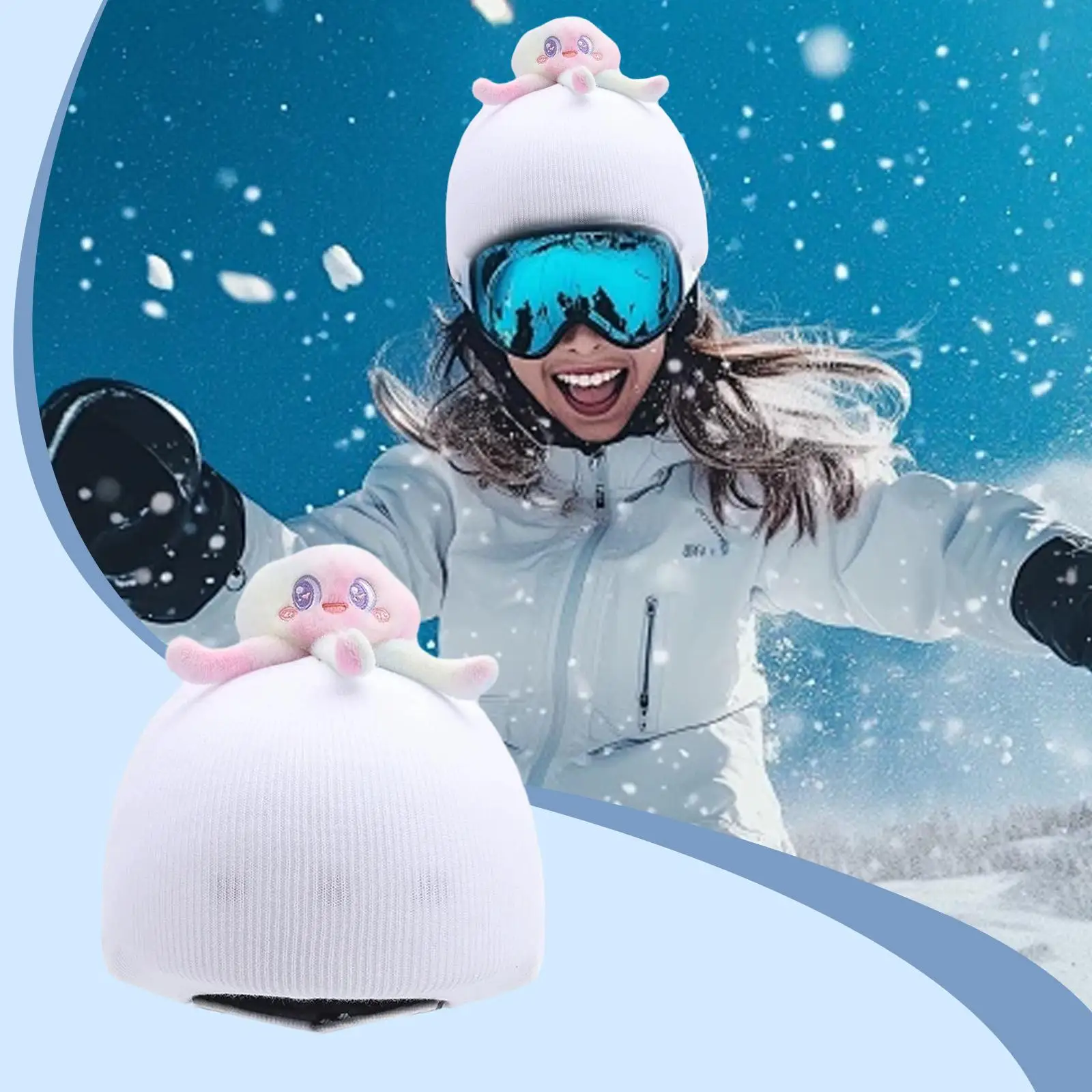 Capa de capacete de esqui dos desenhos animados novidade engraçada com decoração de polvo acessório de esportes de inverno, capa de capacete de snowboard para trilho de parque de inverno