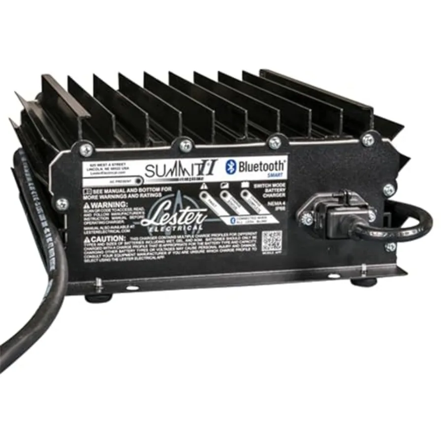 

On-Board Golf Carts Battery Charger: Lester Summit Series, 13-18A/36-48V/650W, Aluminum Housing, Black, Compact Efficient