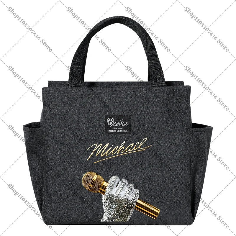 Adult Fashion Print Food Insulation Bag King of Pop MJ Accessories Michael Jackson Lunch Tote Casual Handbags Storage Pouch Gift view 2