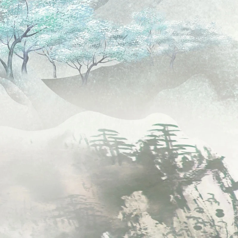Kertas Dinding Gaya Cina Baru Kustom Mural Pelapis Dinding Bertekstur 3D Lukisan Tangan Elegan untuk Latar Belakang Dekorasi Ruang Tamu Kamar Tidur