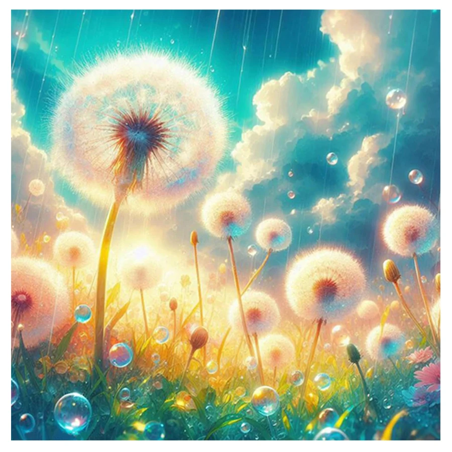 

Красивый набор для алмазной живописи «Одуванчик» для взрослых, 5D дождевые волдыри, пейзаж, набор для алмазной вышивки, мозаика, домашний декор ручной работы