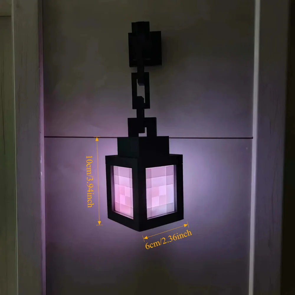 Lanterna luminosa impressa em 3D Nightlight Pixel Game Theme Ambient Home Decor Ornament Light