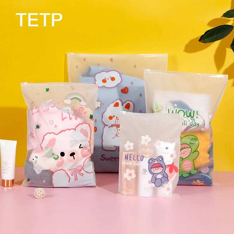 

TETP 50Pcs Frosted Zipper Bag Travel T-shirt Pants Dress Portable Storage Gift Packaging Decoration Wholesale For Small Business