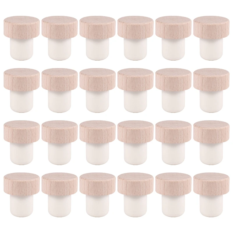 

A20F-24Pc Wine Bottle Corks T Shaped Cork Plugs For Wine Cork Wine Stopper Reusable Wine Corks Wooden And Rubber Wine Stopper