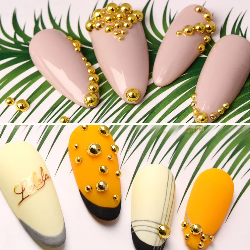 100pcs Metal Nail Decoration Solid Semi-circular Smooth Surface Patch Gold Flat Bottom Rivet Hemispherical Nail Decoration