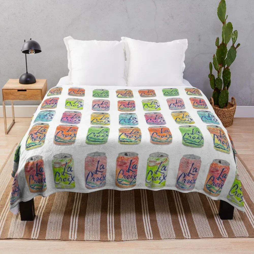 

La Croix Cans Throw Blanket Moving Retros Soft Big Soft Plaid Blankets