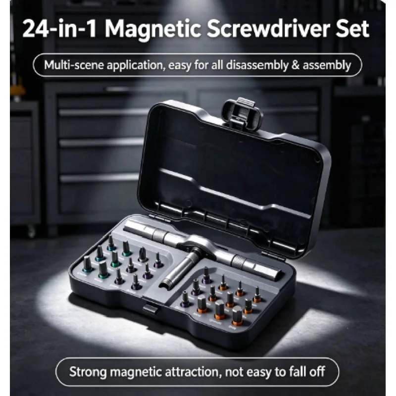 High Torque Convertible Ratchet Screwdriver, T-Handle Extended Magnetic Drive Tool for Motorcycle Bike DIY Repairs