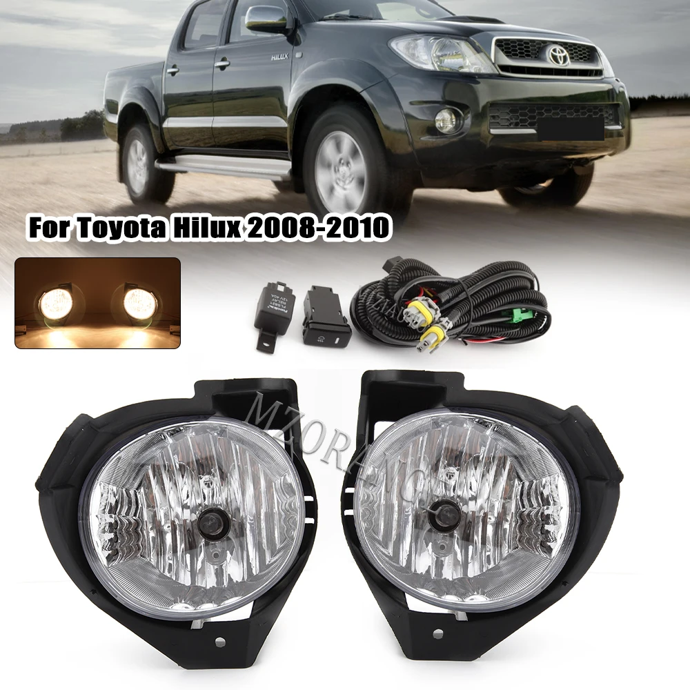 Car LED Fog Lights for Toyota Hilux vigo 2008 2009 2010 Headlight Front Bumper Fog Lamps  Wires Switch accessories parts