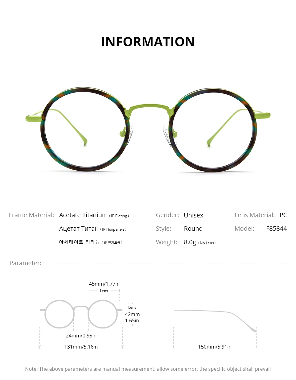 FONEX Acetat Titan Brille Rahmen Frauen 2025, Neue Mode Marke Design Retro Kleine Runde Brillen Männer Vintage Brillen 85844 – Detail 3