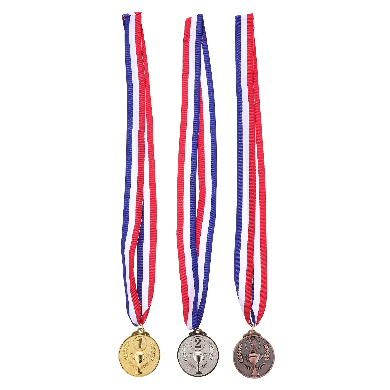 3 Pcs The Medal Winner Medals With Ribbon Race Sports Prize Awards Necklace Running