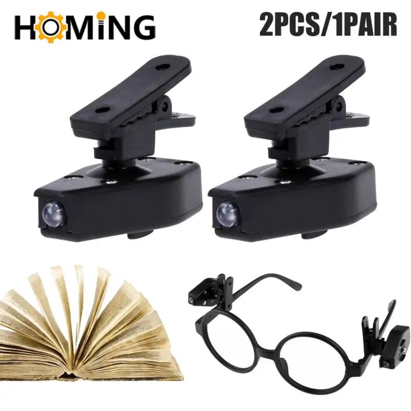 2pcs/set Adjustable Mini Flashlight Universal Glasses Reading Lamp Eyeglass Clip Lantern Eyeglass Flexible Book Reading Light