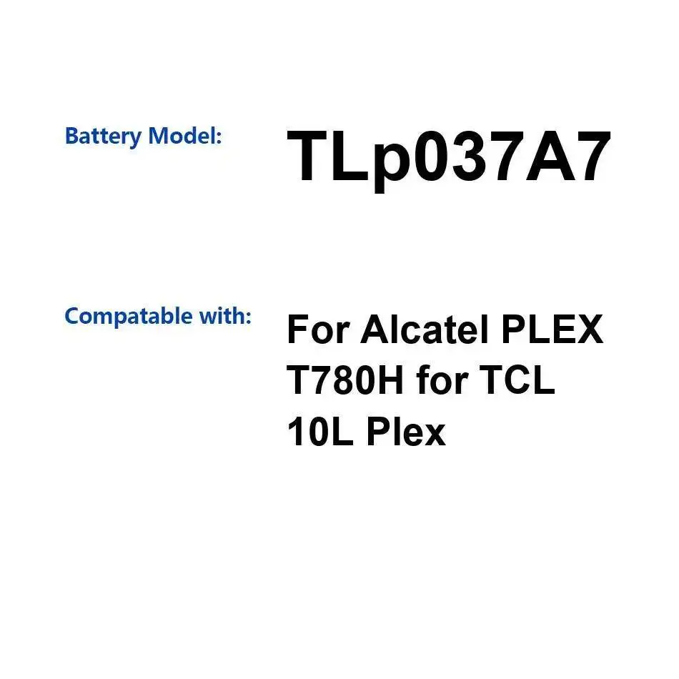 

Безопасный аккумулятор мобильного телефона 3820 мАч для Alcatel Plex T780H Tcl 10L Tlp037a7