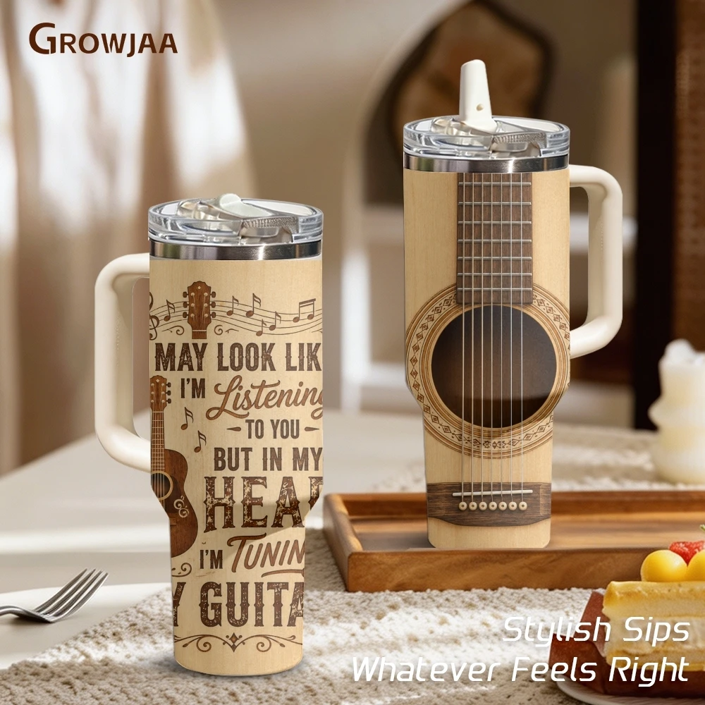 Playing My Guitar Instead Vacuum Flasks 40oz 3rd Gen Vacuum Insulated Stainless Steel Tumbler Cup With Handle Straw Lid