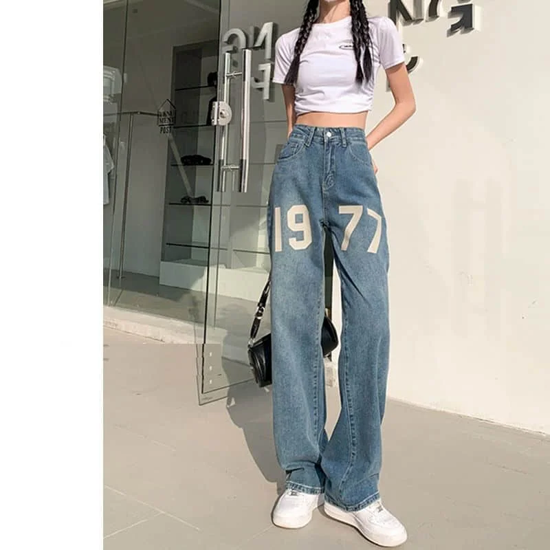 Oversized Jeans Women High Waist Cargo Jeans Women Straight Pants Full Length Vintage Loose Pants Streetwear Wome Baggy Pants