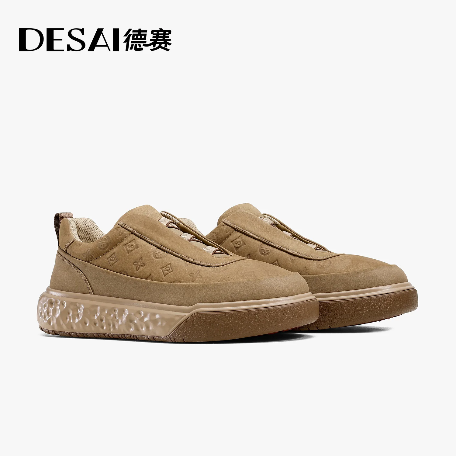 

DESAI Non tied retro velvet printed board shoes for commuting, shock-absorbing sports, and casual men's shoes