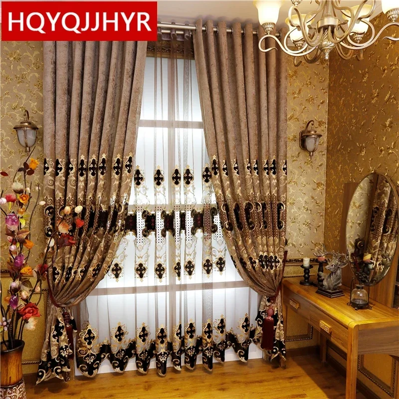 European-Style Luxury Villa Curtains for Living Room Elegant Tulle Curtain Luxurious Drapes for Bedroom Window Curtain Hot Model