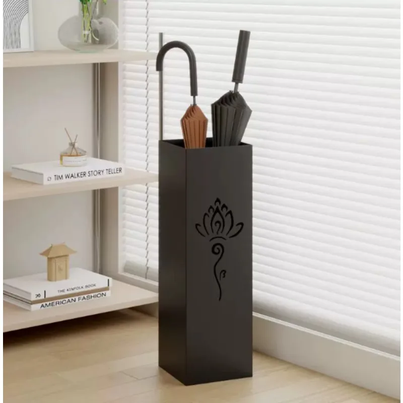 Wrought Iron Umbrella Stand Hollow Design Entryway Umbrella Storage Rack for Home Store Hotel Entrance