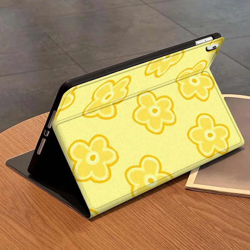 Cartoon-Blumen-Doodle-Muster für iPad Pro 7 8 9 Gen 2 11 13 5. 6. 10. 11. M5 M4 12.9 10.9 10.2 Zoll 2024 2025 Tablet-Hülle