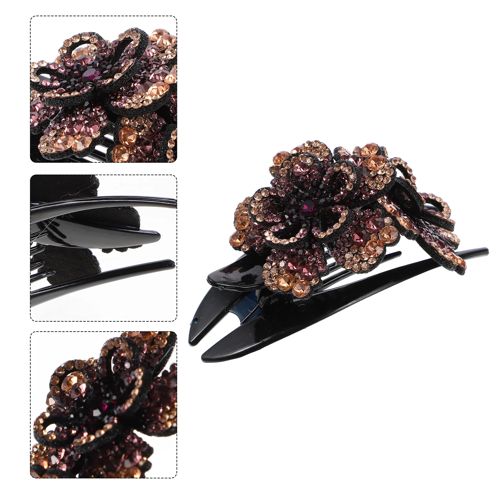 Horquilla con diamantes de imitación para niña, pasador de flores elegante, herramienta de estilismo, accesorios, trenzas, cuidado del cabello, belleza, importación de salud