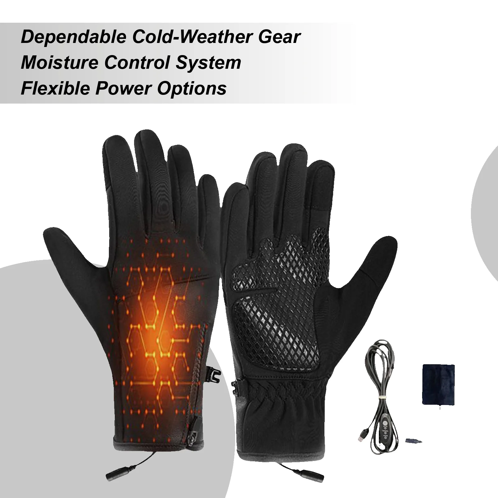 

Touchscreen USB Heated Gloves Cold Weather Windproof Warming Mittens for Skiing, Snowboarding, Cycling & Outdoor Work