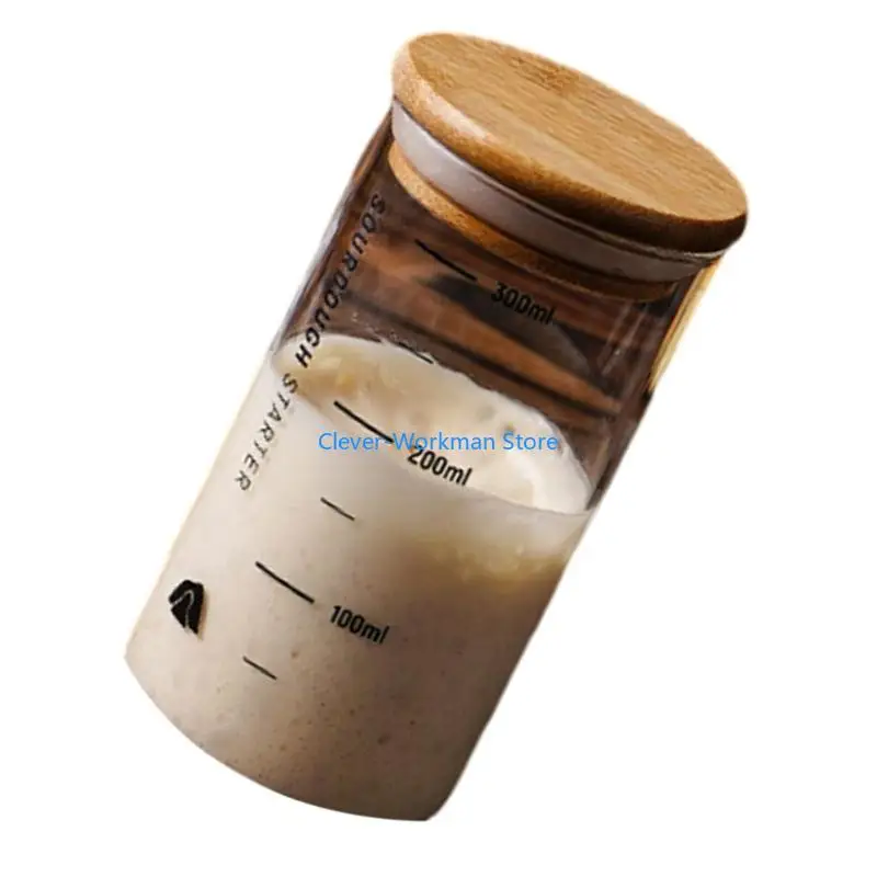 24TD Банка для закваски Прозрачный стеклянный контейнер с широким горлышком и крышкой Практичная банка для брожения для выпечки