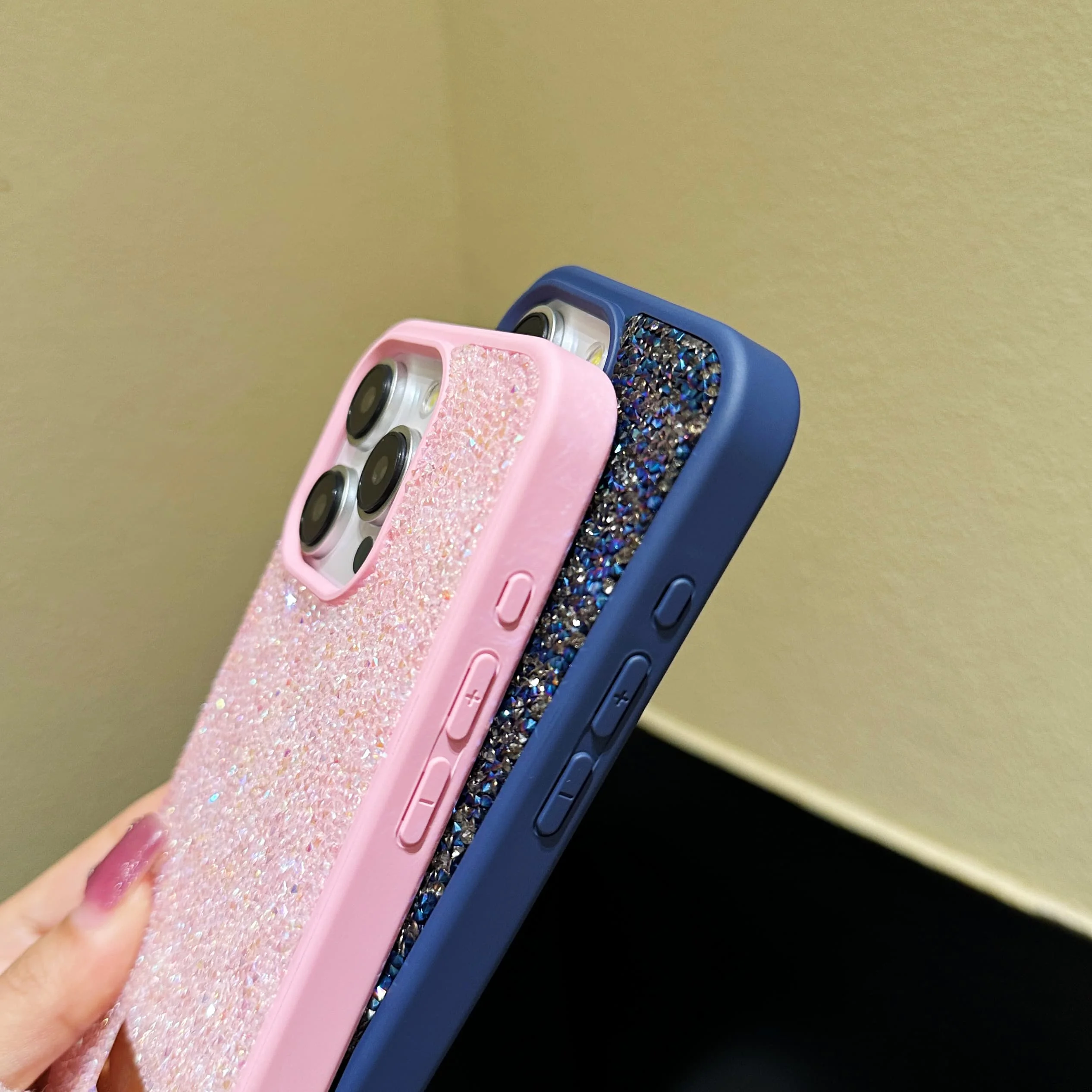 Luxury INS Dazzling Full Covered Zircon Macaroon Color Phone Case for iPhone 17 16 15 14 11 12 13 Pro Max Plus 16e Back Cover