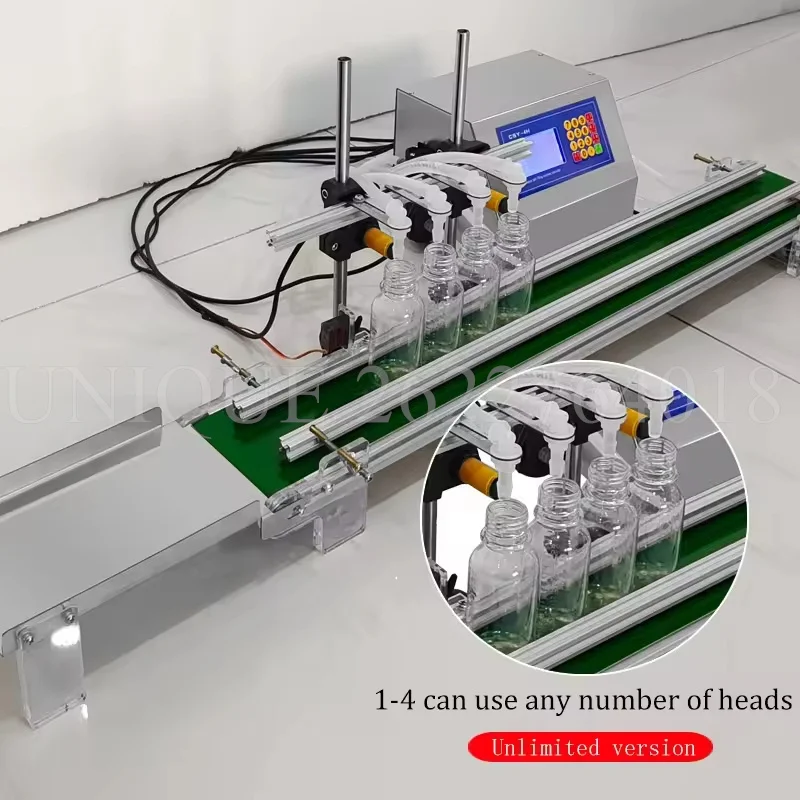 Commerciële Automatische Vloeistofvulmachine Met Transportband 4 Kop Vulstof Parfum Kan Hoge Precisie Hittebestendigheid Voelen