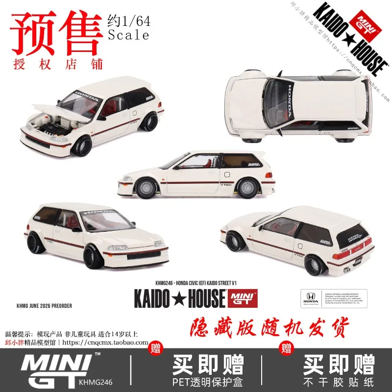 MINI GT&KAIDO HOUSE 1:64 Honda Civic, die cast alloy car model, male gift, adult collectible ornament, holiday gift.
