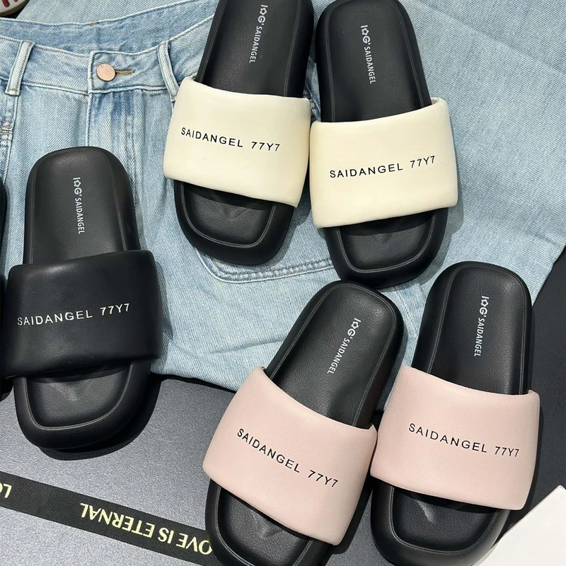 

Новинка лета 202, женские кожаные сандалии Sle, удобные туфли на каблуке Beach oes, повседневная одежда без шнуровки, дышащая текстура Napa