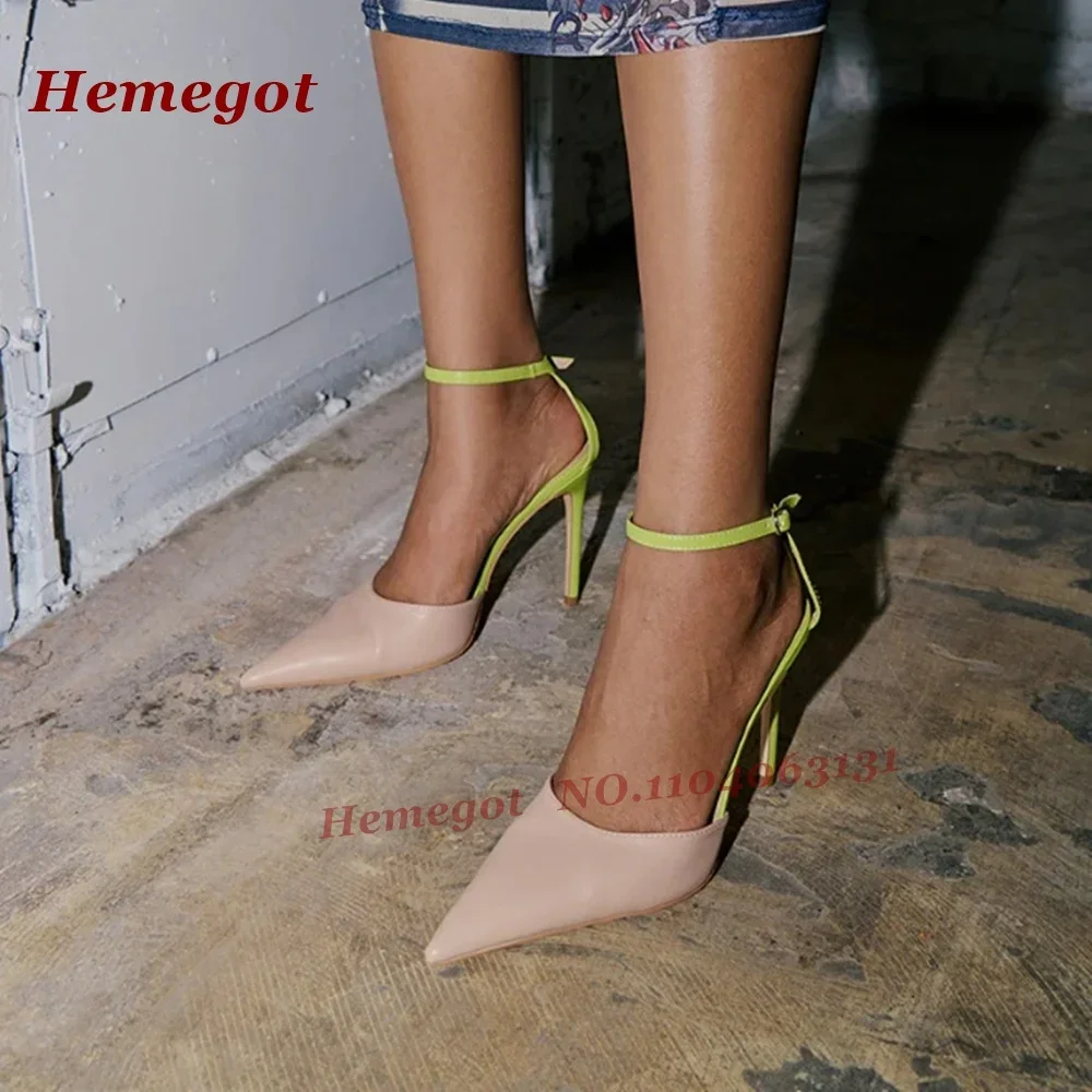 

Pointy Toe Buckled Splicing Pumps Multi-Color Stiletto Heels Summer Sandals for Women 2025 New Ankle Strap Slingback Shoes Sexy