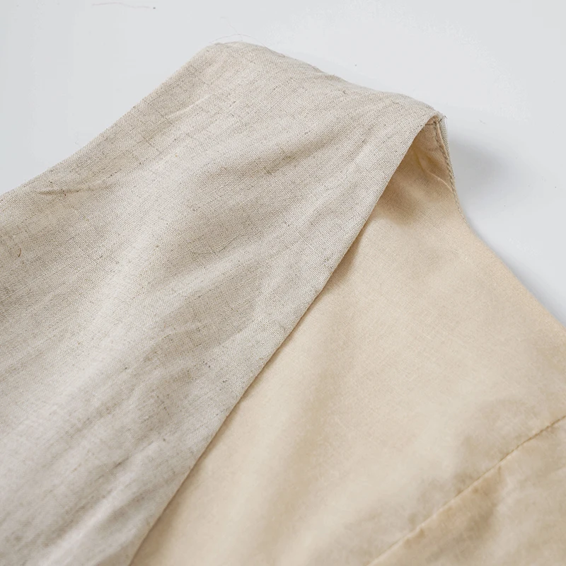 فستان كتان غير رسمي بدون أكمام أنيق للنساء مثير برقبة على شكل حرف v فساتين أنيقة غير رسمية من القطن والكتان ملابس صيفية جديدة