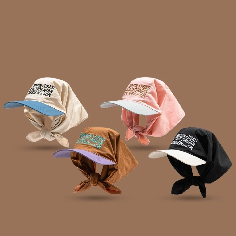 UV Protection Sunscreen Headscarf Caps New Quick Drying Embroidered Peaked Cap Adjustable Breathable Letter Baseball Cap Summer