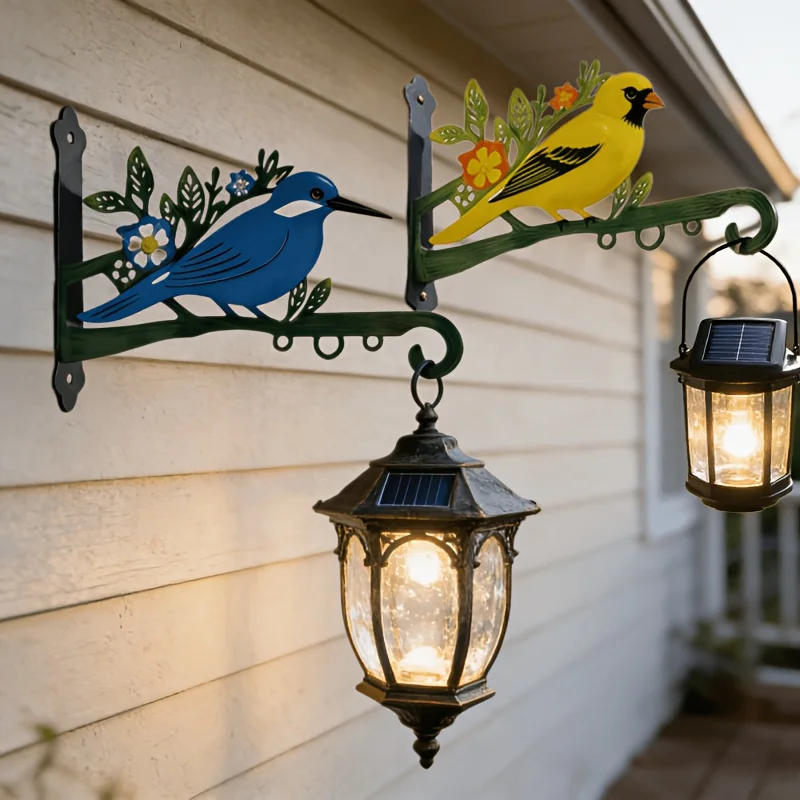 1/2pcs Pack Heavy-Duty Metal Hook, Rustic Cardinal Bird Design, Hand-Painted for Yard Bird Feeders/Wind Chimes/Hanging Baskets