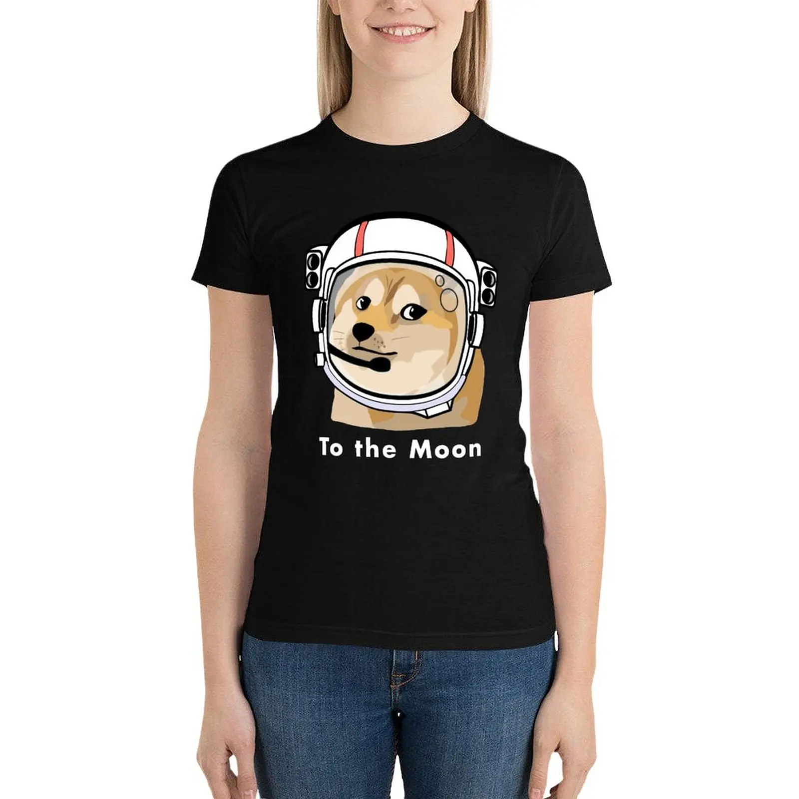 Doge to the moon T-Shirt female lady clothes summer blouses woman 2024