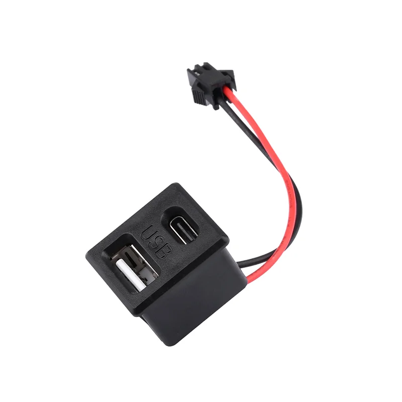 1/5 pz nero doppio strato Usb femmina Base tipo-C presa e femmina presa di ricarica lampada Usb presa di corrente con connettore del cavo