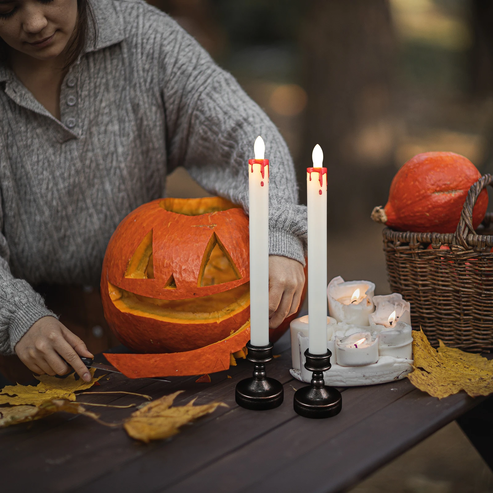 

2 Pcs Electronic Flameless Electric Candles Tealight Window Flickering Led Lighter Solar for