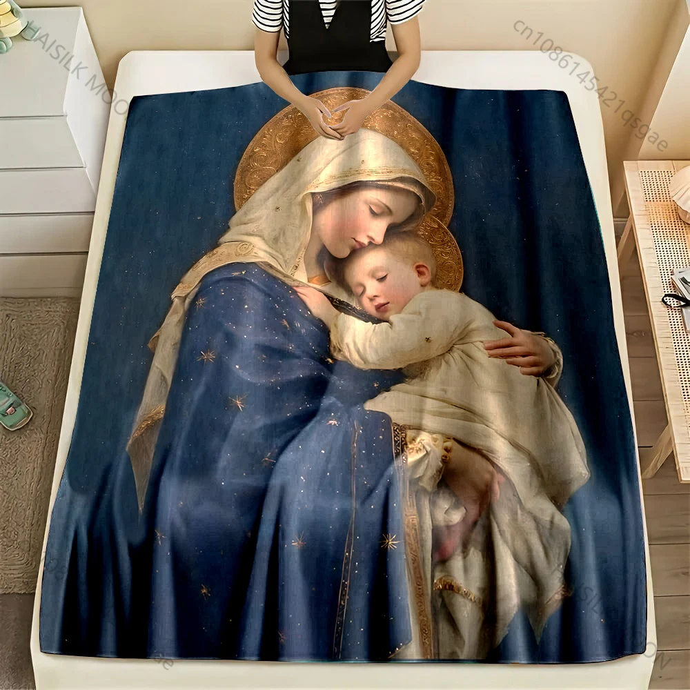 The Virgin Mary holding the Christ Child Print Blanket Warm Soft Fluffy Kids and Adult Sofa Bed Throw Blanket Travel Camping RV