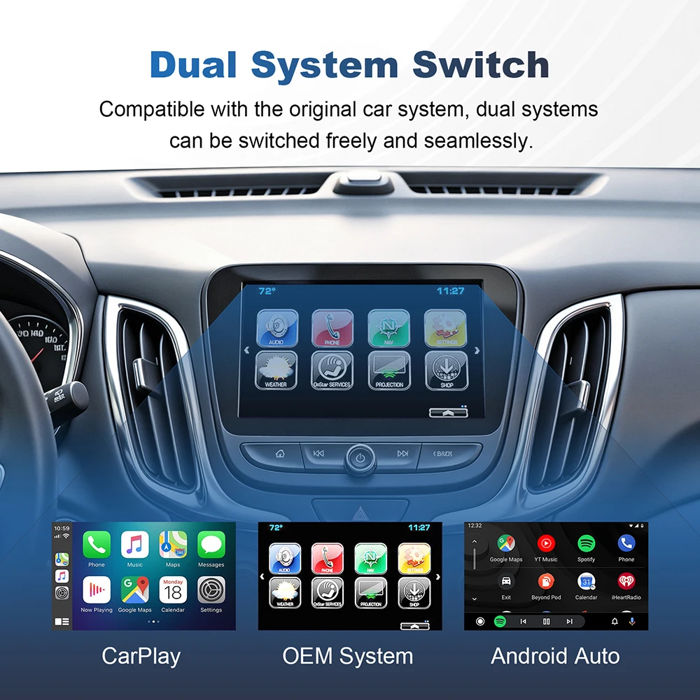 ANYFAR Wireless Carplay Android Auto Module For Chevrolet Silverado Equinox 2014-2018 8 inch Screen Car Play Adapter