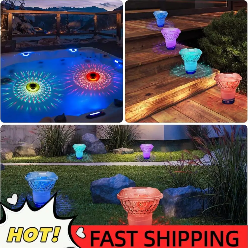 

Солнечный дозатор хлора для бассейна с регулируемой подачей и цветной подсветкой для создания ночной атмосферы