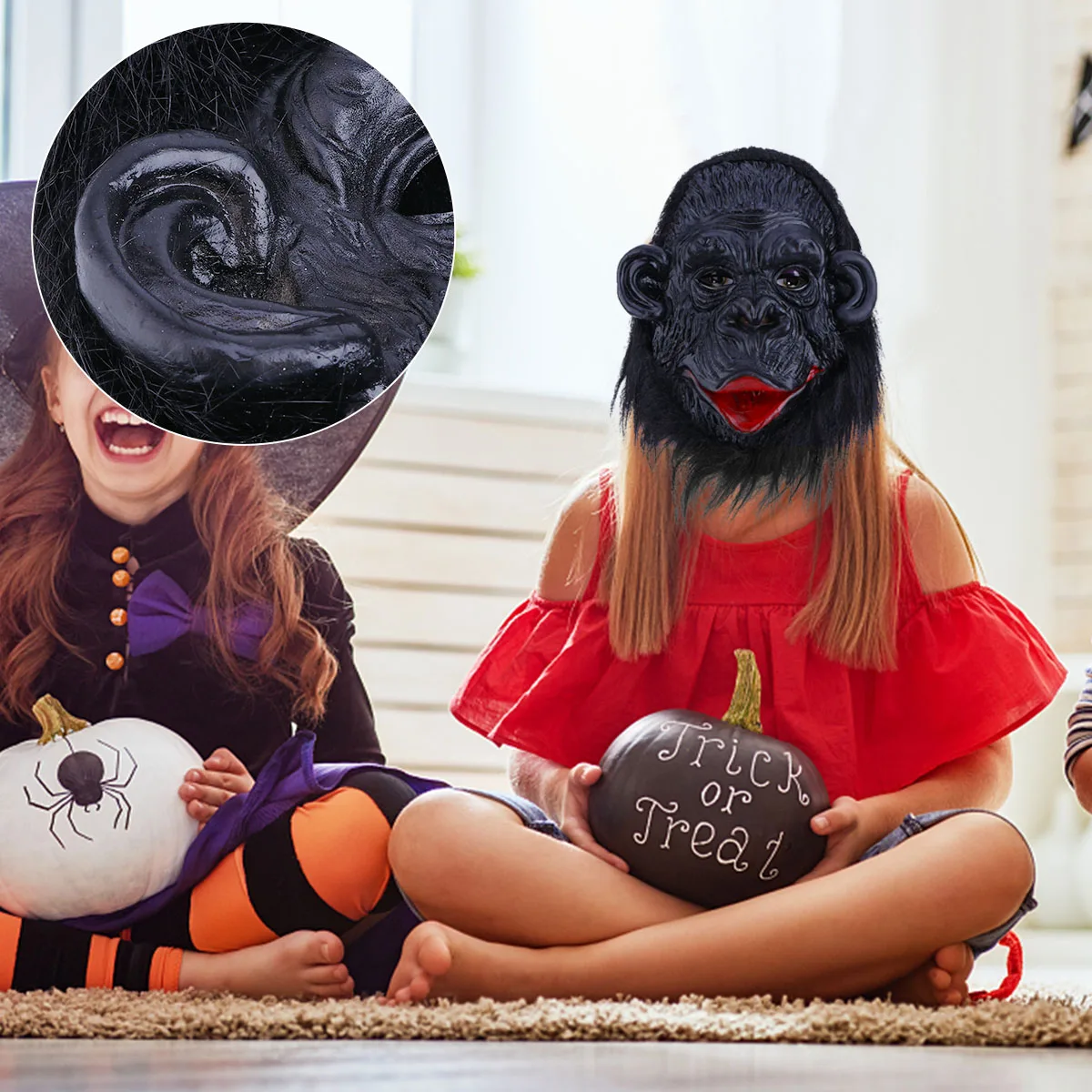 

Horror Ghost Mask Orangutan Head Halloween Costumes Monkey Adult Decorative for Adults