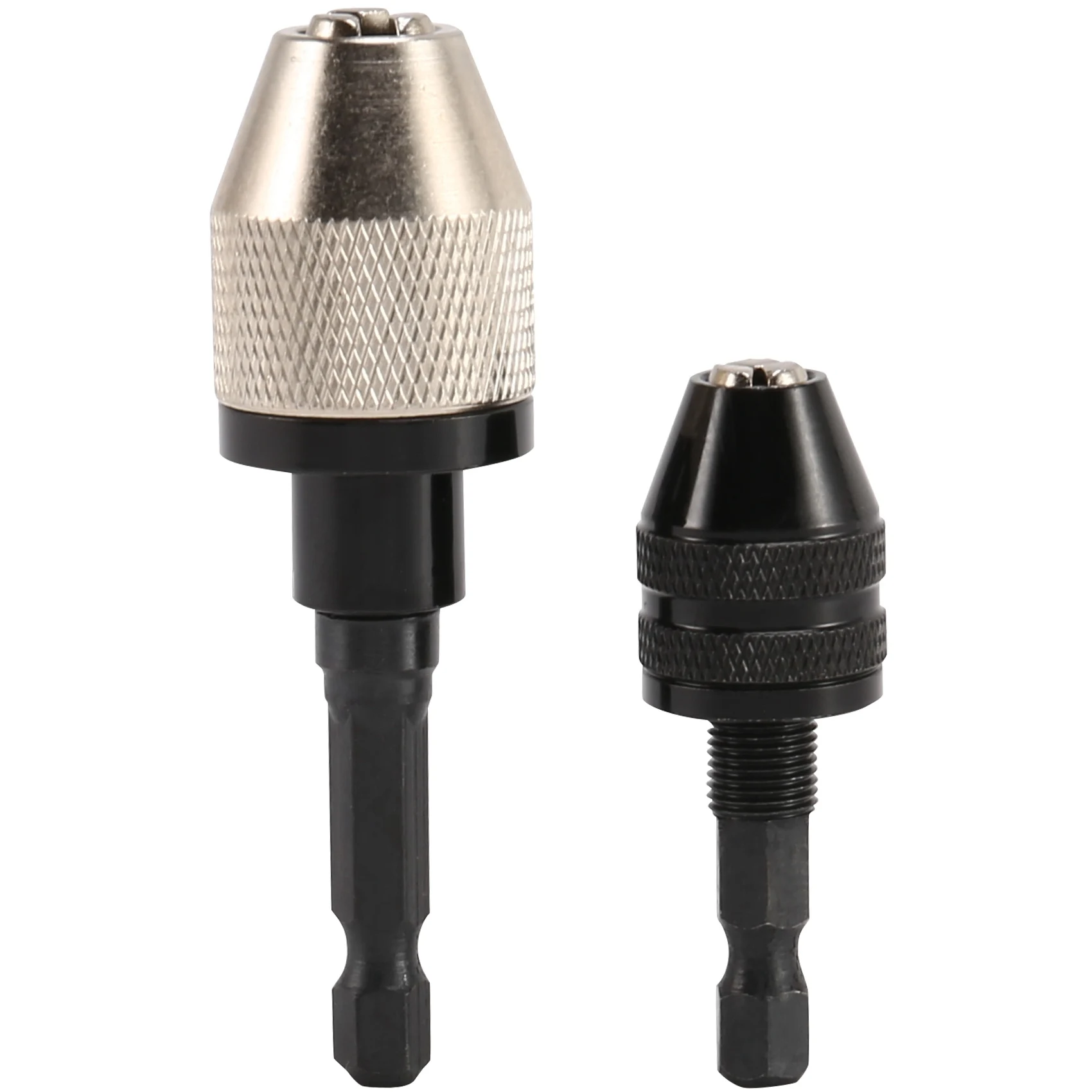 2 Pieces Keyless Drill Chuck 1/4 Inch Hex Shank Keyless Drill Chuck Fast Change Adapter in 0.3-6.5 mm, 0.3-3.6 mm